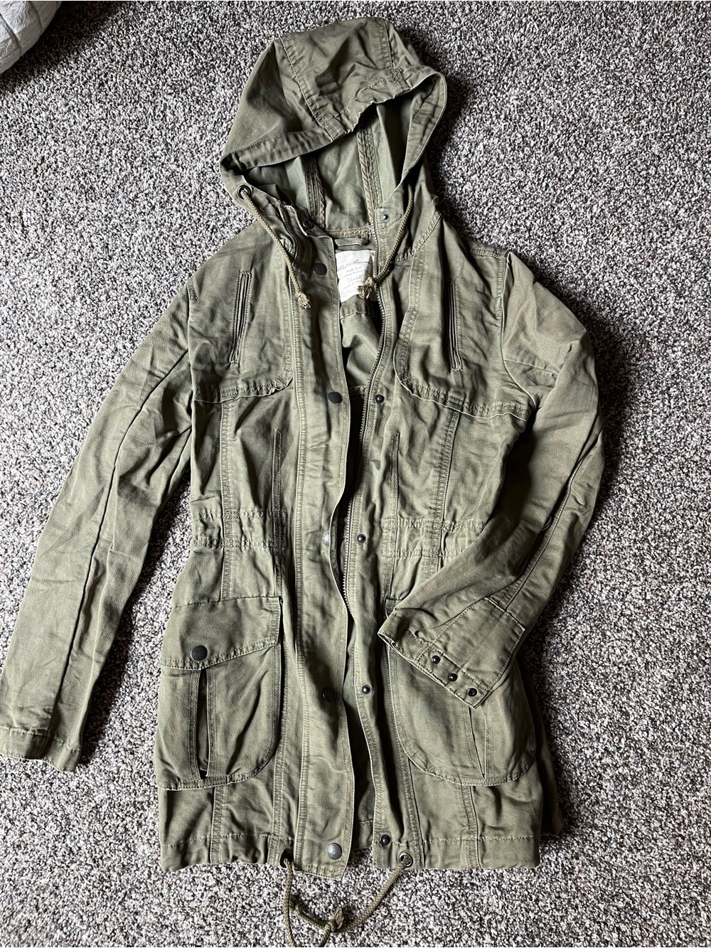 Eddie Bauer Olive Green Hooded Utility Jacket
